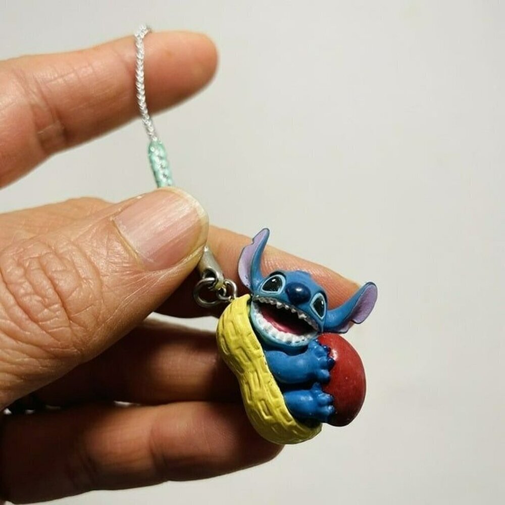 Stitch Bean Chiba Figure Strap Cord Hangtag Hanger Keychain Keyring Charm Mascot